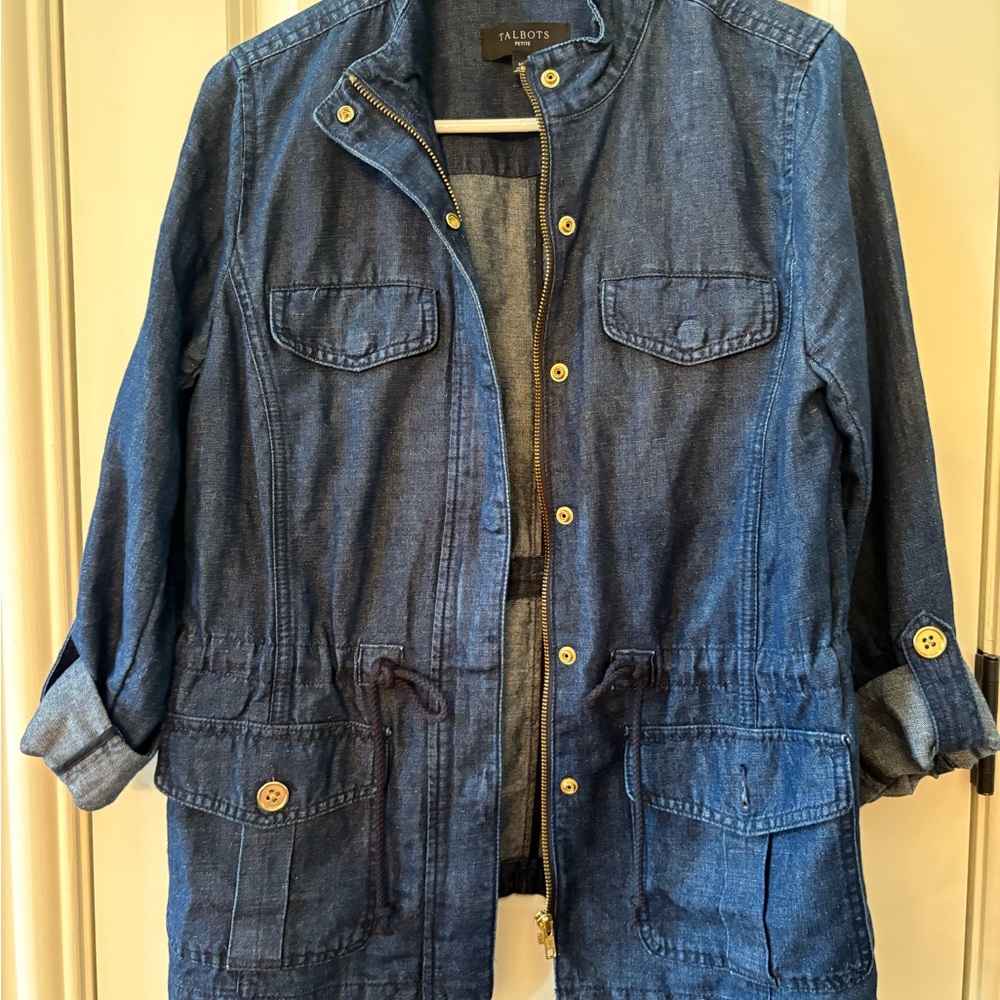 Talbots Blue Utility Jacket With Adjustable Sleev… - image 1